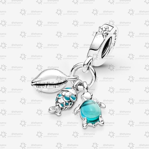 Pandora Fish, Sea Turtle & Conch Triple Dangle Charm - Picture 3 of 6